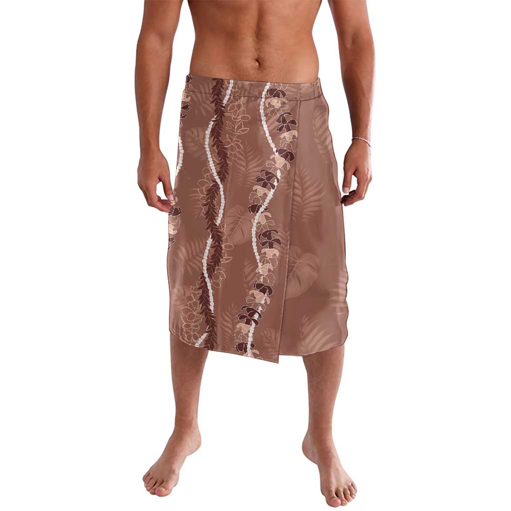 Hawaii Maile Lei Lavalava With Brown Monstera Pattern LT05 Brown - Polynesian Pride
