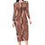 Hawaii Maile Lei Long Sleeve Bodycon Dress With Brown Monstera Pattern