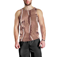 Hawaii Maile Lei Men Tank Top With Brown Monstera Pattern LT05 - Polynesian Pride