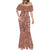 Hawaii Maile Lei Mermaid Dress With Brown Monstera Pattern