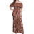 Hawaii Maile Lei Off Shoulder Maxi Dress With Brown Monstera Pattern