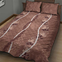 Hawaii Maile Lei Quilt Bed Set With Brown Monstera Pattern LT05 - Polynesian Pride