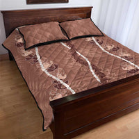 Hawaii Maile Lei Quilt Bed Set With Brown Monstera Pattern LT05 - Polynesian Pride