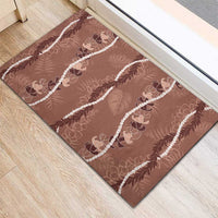 Hawaii Maile Lei Rubber Doormat With Brown Monstera Pattern LT05 - Polynesian Pride