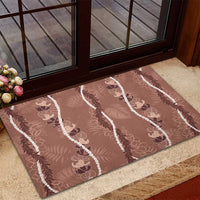 Hawaii Maile Lei Rubber Doormat With Brown Monstera Pattern LT05 - Polynesian Pride