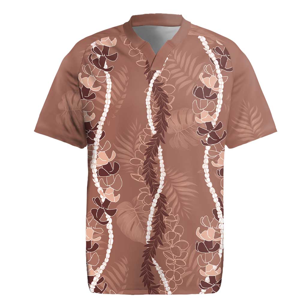 Hawaii Maile Lei Rugby Jersey With Brown Monstera Pattern LT05 Brown - Polynesian Pride