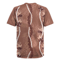 Hawaii Maile Lei Rugby Jersey With Brown Monstera Pattern LT05 - Polynesian Pride