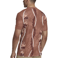 Hawaii Maile Lei Rugby Jersey With Brown Monstera Pattern LT05 - Polynesian Pride