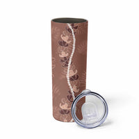 Hawaii Maile Lei Skinny Tumbler With Brown Monstera Pattern LT05 - Polynesian Pride