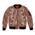 Hawaii Maile Lei Sleeve Zip Bomber Jacket With Brown Monstera Pattern