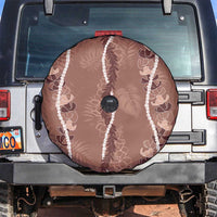 Hawaii Maile Lei Spare Tire Cover With Brown Monstera Pattern LT05 Brown - Polynesian Pride