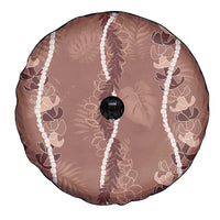 Hawaii Maile Lei Spare Tire Cover With Brown Monstera Pattern LT05 - Polynesian Pride