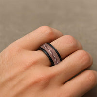 Hawaii Maile Lei Spinner Ring With Brown Monstera Pattern LT05 - Polynesian Pride