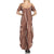 Hawaii Maile Lei Summer Maxi Dress With Brown Monstera Pattern