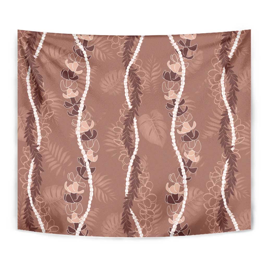 Hawaii Maile Lei Tapestry With Brown Monstera Pattern LT05 - Polynesian Pride