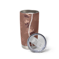 Hawaii Maile Lei Tumbler Cup With Brown Monstera Pattern LT05 - Polynesian Pride