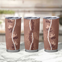 Hawaii Maile Lei Tumbler Cup With Brown Monstera Pattern LT05 - Polynesian Pride
