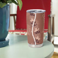 Hawaii Maile Lei Tumbler Cup With Brown Monstera Pattern LT05 - Polynesian Pride