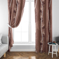 Hawaii Maile Lei Window Curtain With Brown Monstera Pattern LT05 - Polynesian Pride
