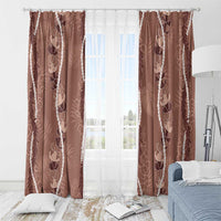 Hawaii Maile Lei Window Curtain With Brown Monstera Pattern LT05 - Polynesian Pride