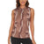 Hawaii Maile Lei Women Sleeveless Polo Shirt With Brown Monstera Pattern