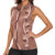 Hawaii Maile Lei Women Sleeveless Polo Shirt With Brown Monstera Pattern