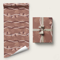 Hawaii Maile Lei Wrapping Paper With Brown Monstera Pattern LT05 58" × 23" Brown - Polynesian Pride