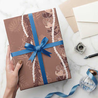 Hawaii Maile Lei Wrapping Paper With Brown Monstera Pattern LT05 - Polynesian Pride