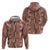 Hawaii Maile Lei Zip Hoodie With Brown Monstera Pattern