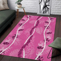 Hawaii Maile Lei Area Rug With Pink Monstera Pattern LT05 Pink - Polynesian Pride