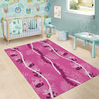 Hawaii Maile Lei Area Rug With Pink Monstera Pattern LT05 - Polynesian Pride