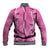 Hawaii Maile Lei Baseball Jacket With Pink Monstera Pattern