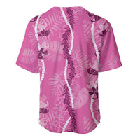 Hawaii Maile Lei Baseball Jersey With Pink Monstera Pattern LT05 - Polynesian Pride