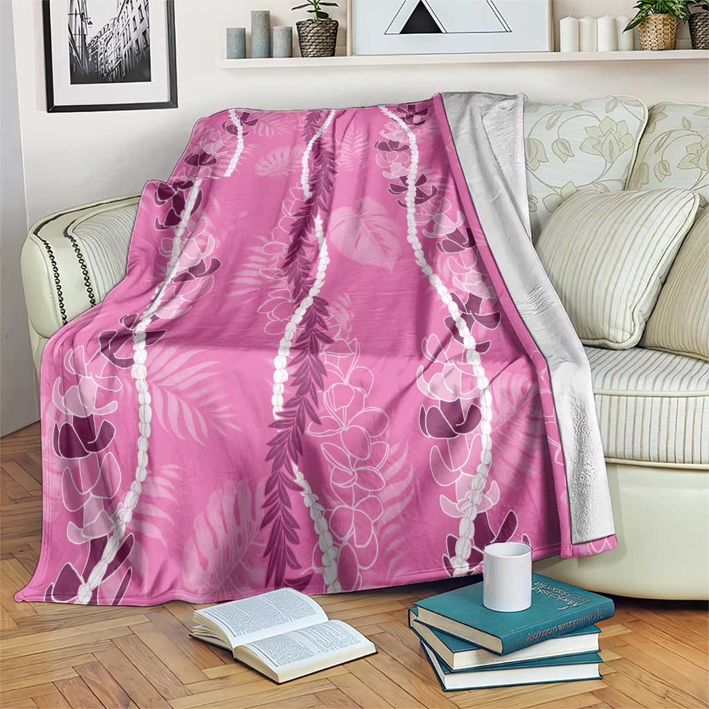 Hawaii Maile Lei Blanket With Pink Monstera Pattern LT05 Pink - Polynesian Pride