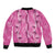 Hawaii Maile Lei Bomber Jacket With Pink Monstera Pattern