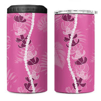 Hawaii Maile Lei 4 in 1 Can Cooler Tumbler With Pink Monstera Pattern LT05 One Size: 16 oz Pink - Polynesian Pride