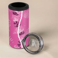 Hawaii Maile Lei 4 in 1 Can Cooler Tumbler With Pink Monstera Pattern LT05 - Polynesian Pride