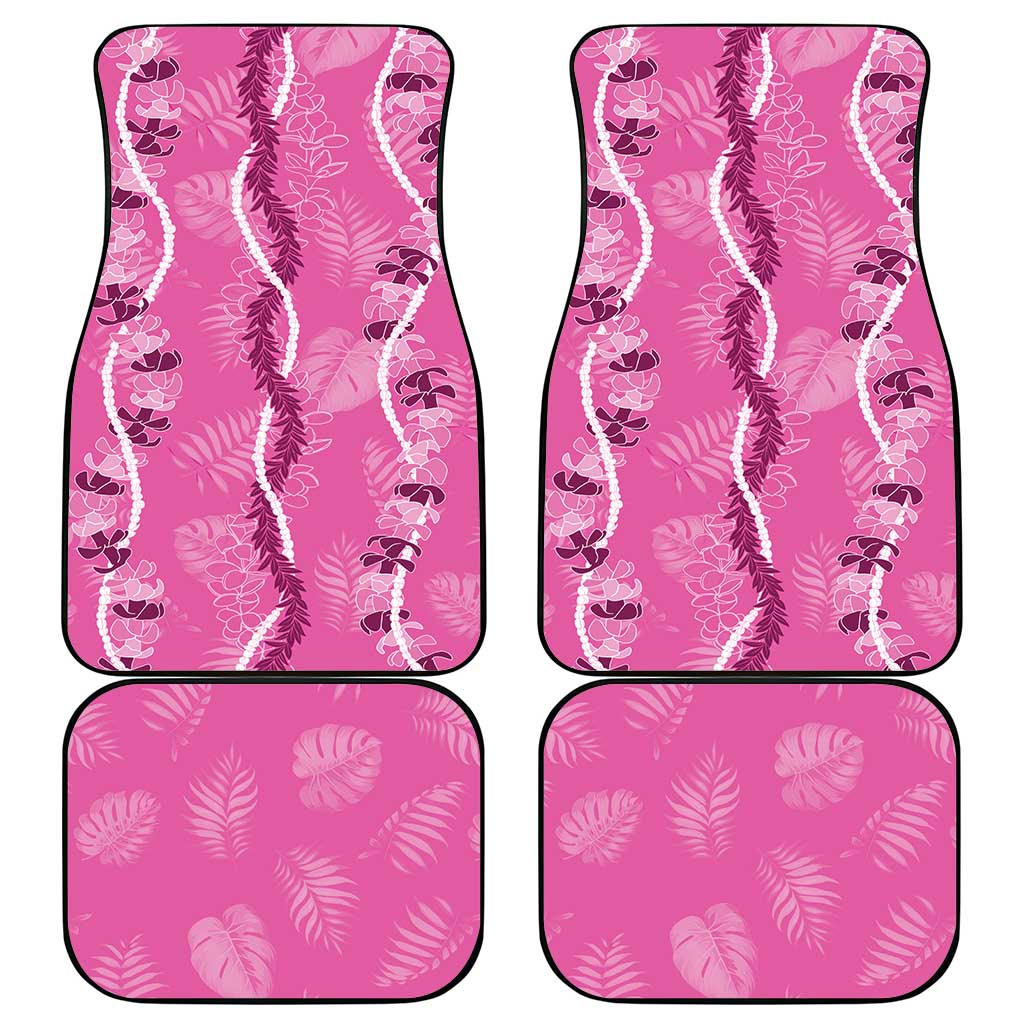 Hawaii Maile Lei Car Mats With Pink Monstera Pattern LT05 - Polynesian Pride