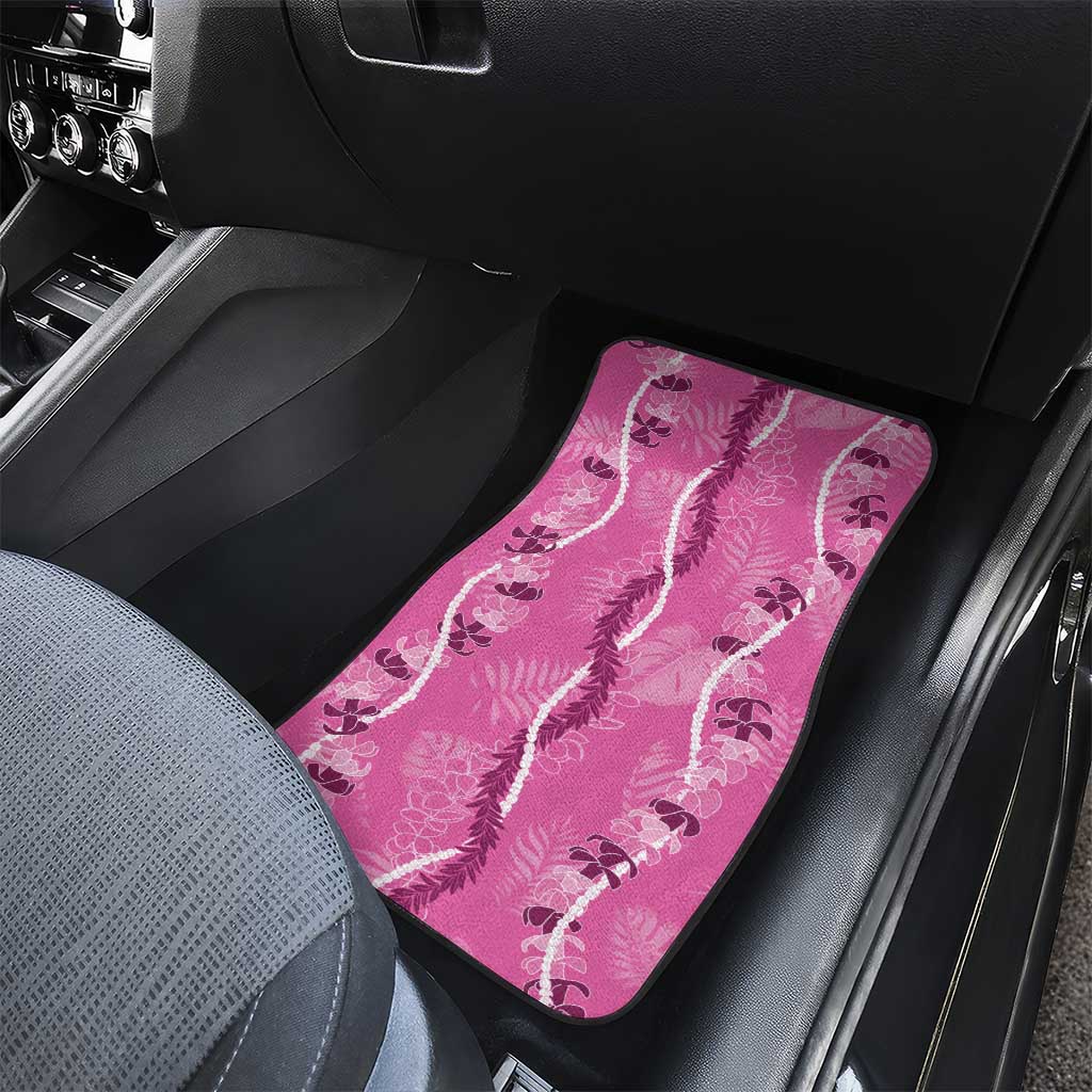 Hawaii Maile Lei Car Mats With Pink Monstera Pattern LT05 - Polynesian Pride