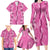 Hawaii Maile Lei Family Matching Long Sleeve Bodycon Dress and Hawaiian Shirt With Pink Monstera Pattern