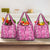 Hawaii Maile Lei Grocery Bag With Pink Monstera Pattern