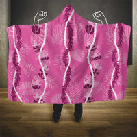 Hawaii Maile Lei Hooded Blanket With Pink Monstera Pattern LT05 - Polynesian Pride