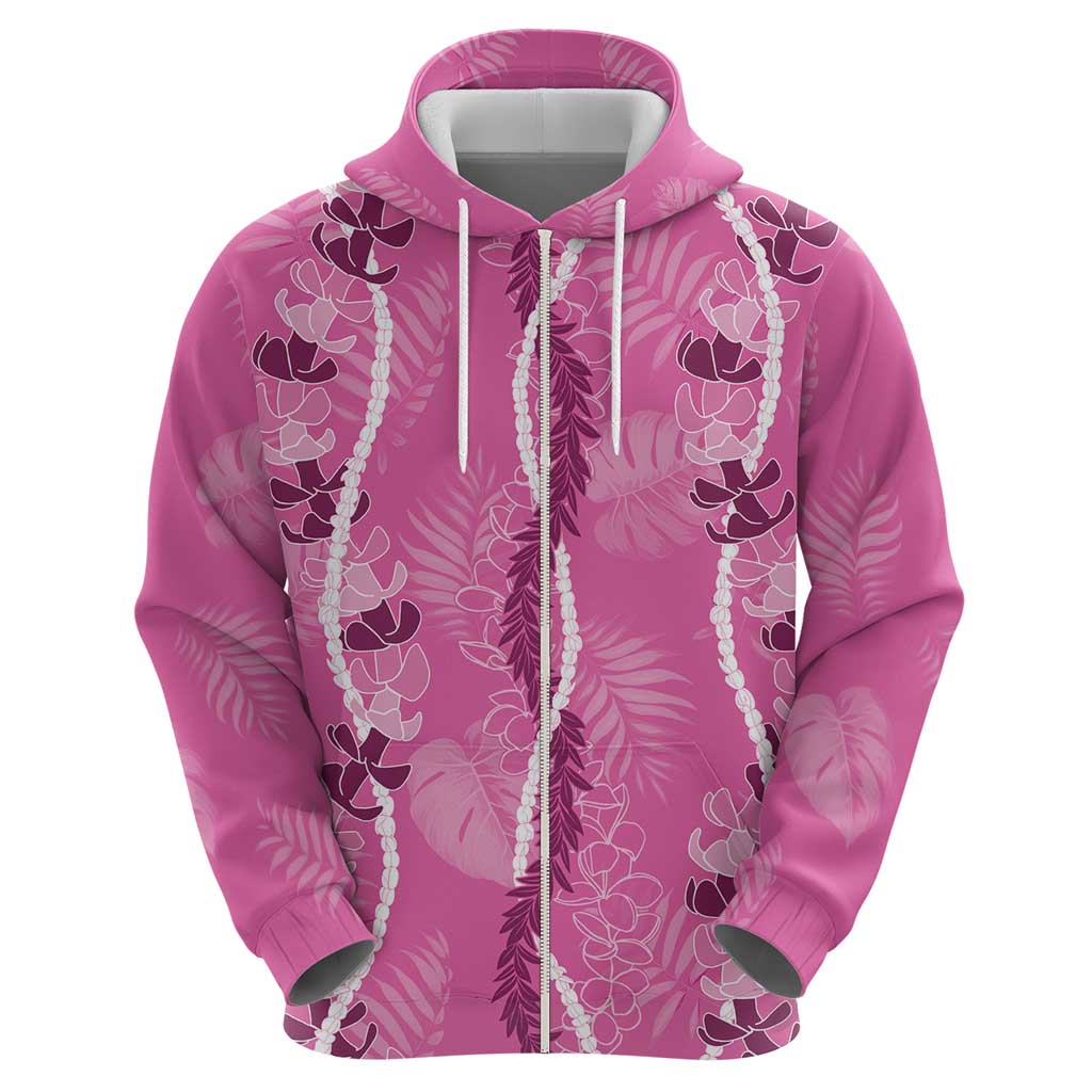 Hawaii Maile Lei Hoodie With Pink Monstera Pattern LT05 - Polynesian Pride