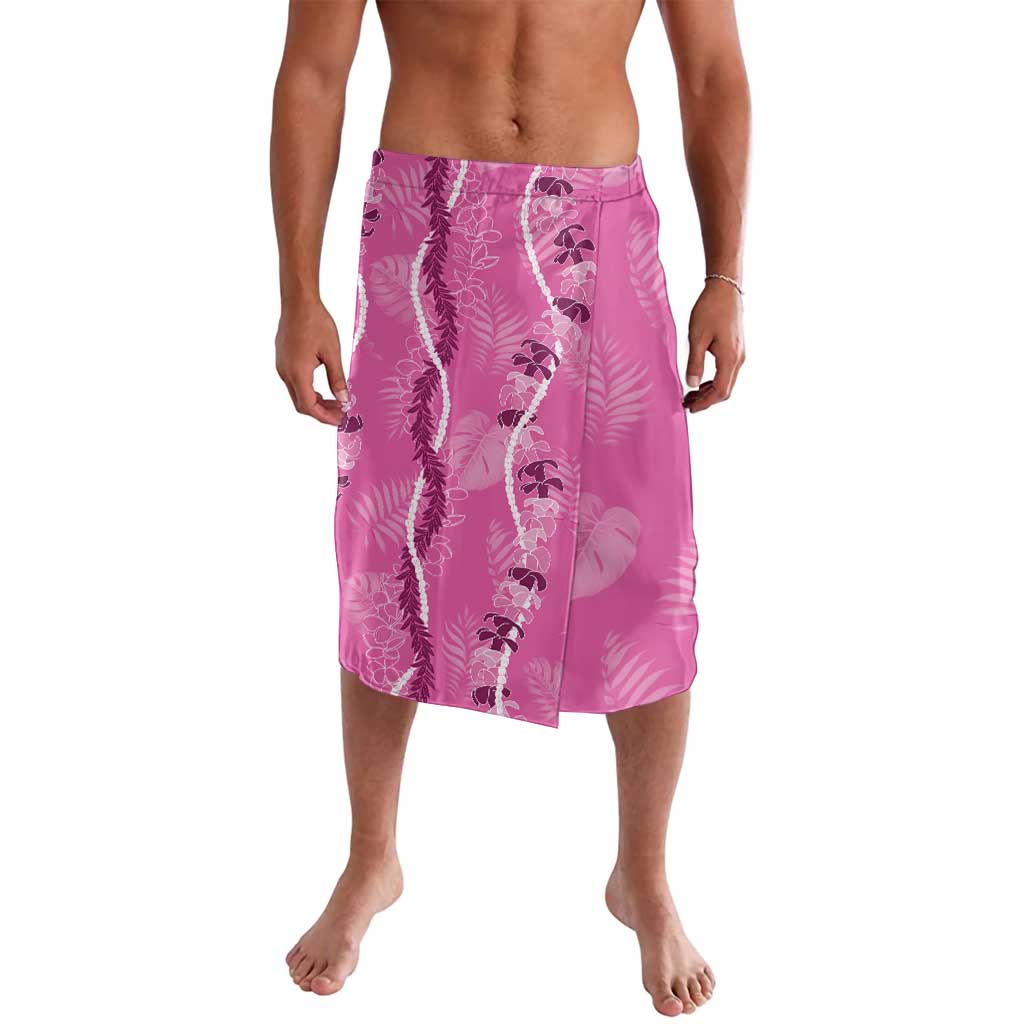 Hawaii Maile Lei Lavalava With Pink Monstera Pattern