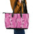 Hawaii Maile Lei Leather Tote Bag With Pink Monstera Pattern