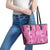 Hawaii Maile Lei Leather Tote Bag With Pink Monstera Pattern