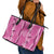 Hawaii Maile Lei Leather Tote Bag With Pink Monstera Pattern