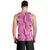 Hawaii Maile Lei Men Tank Top With Pink Monstera Pattern