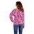 Hawaii Maile Lei Off Shoulder Sweater With Pink Monstera Pattern