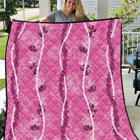 Hawaii Maile Lei Quilt With Pink Monstera Pattern LT05 Pink - Polynesian Pride